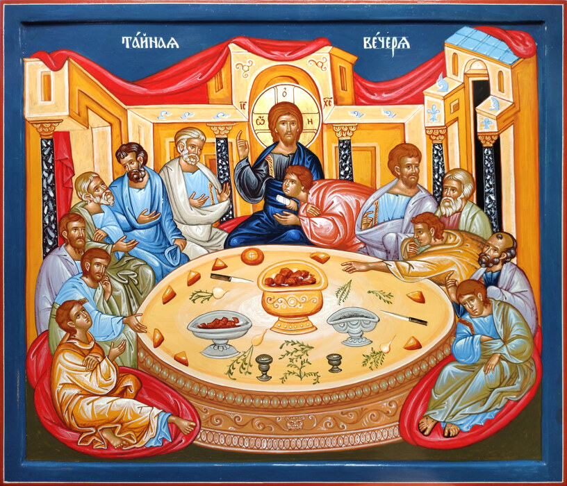 Икона Тайной вечери. Размеры иконы 34х40 см.